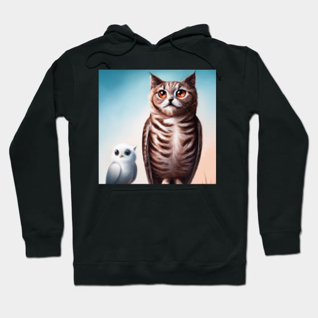 a Cat and an Owl | Cat & Owl | Animals | Gift for PetLovers | Coolest | Fun Hoodie by Publicus Apparel